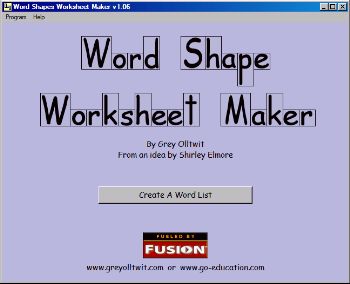 Word Shape Worksheet Maker - educational software download